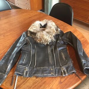 Rudsak high end distressed leather and fur jacket. PLEASE READ DESCR.